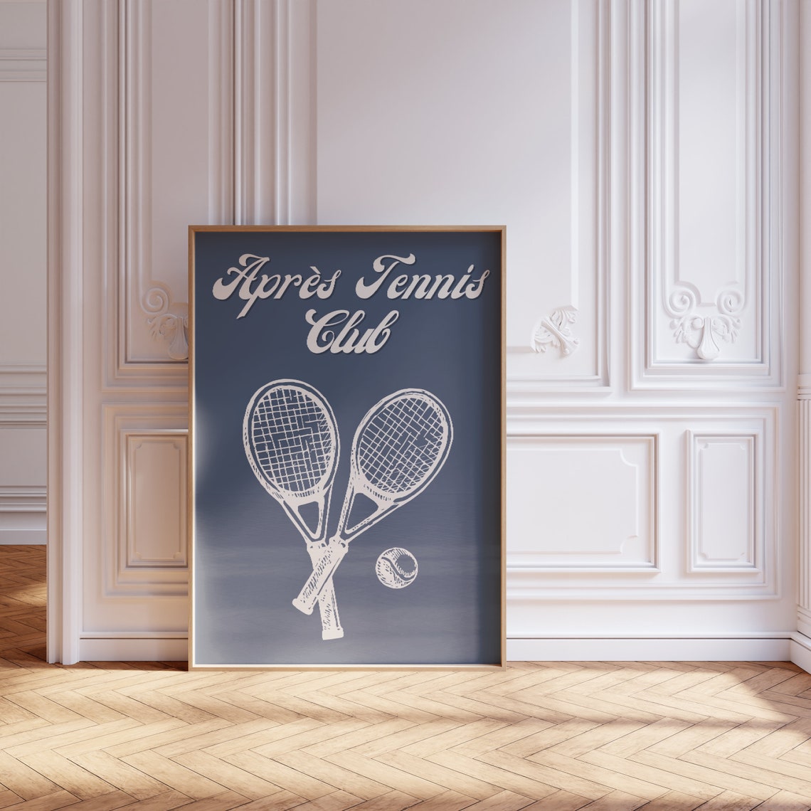 Apres Tennis Club Tennis Racquet Poster Preppy Wall Art Custom Tennis Player Sideline Social Club Courtside Social Print Coastal Cowgirl - Image 2