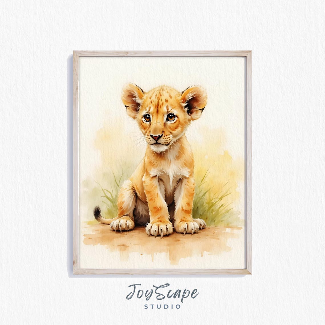 Baby Lion Cub Art Print Cute Nursery Wall Decor Safari Animal Painting Adorable Wildlife Illustration For Kids Room 415