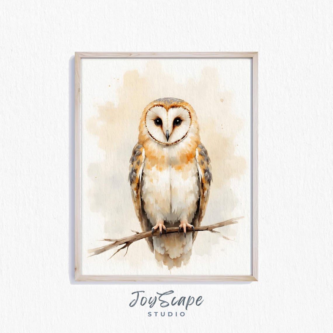 Adorable Charming Barn Owl Watercolor Rustic Farmhouse Bird Poster