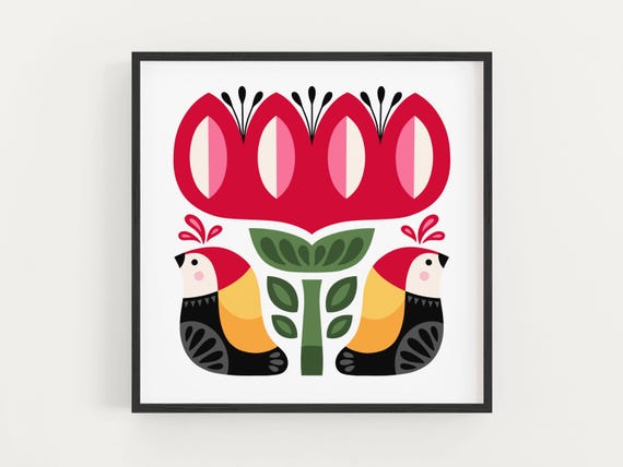 Modern Folk Art Art Print, Home Wall Decor