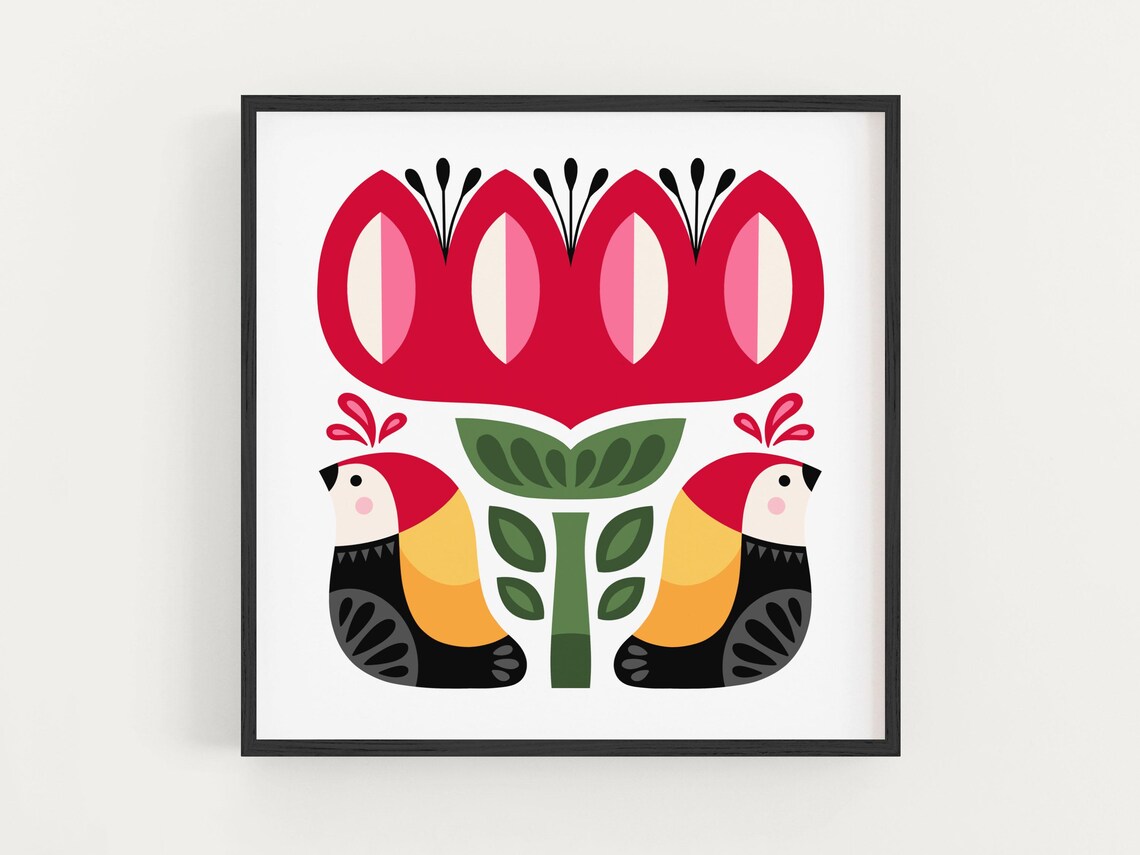 Modern Folk Art Art Print, Home Wall Decor
