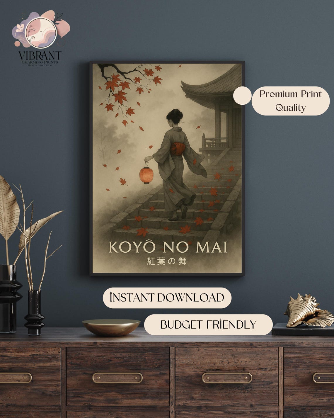 Koy No Mai Japandi Autumn Leaves Dance, Poster - Image 5
