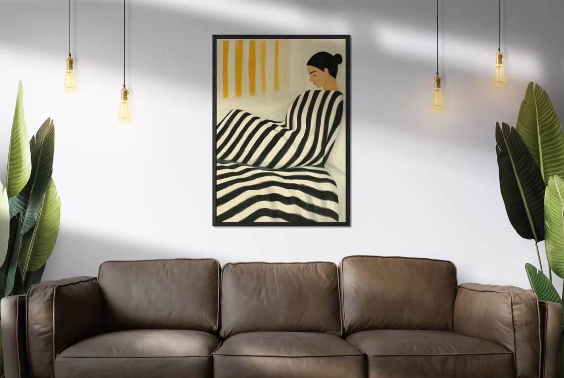 Minimalist Woman Illustration, Modern Cozy Bedroom Decor - Image 4