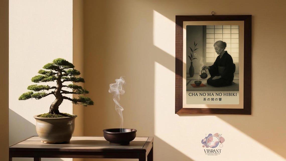 Cha No Ma No Hibiki Japandi Poster, Japanese Tea Room - Image 2