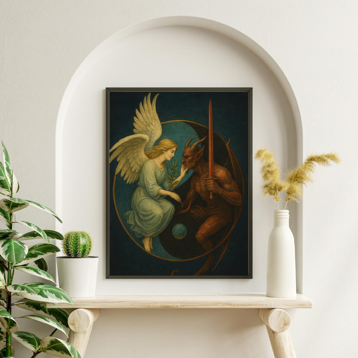 Angel And Demon Yin Yang, Gothic Fantasy Art Print - Image 3