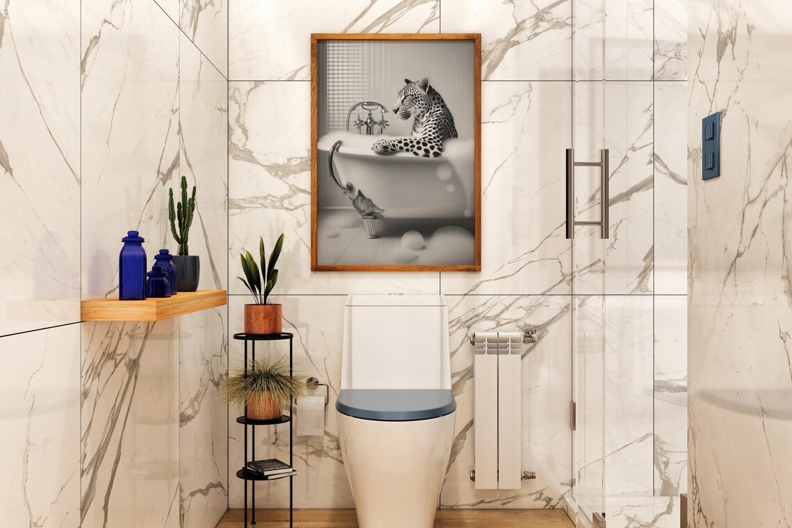 Leopard In Bathtub, Funny Bathroom Decor - Image 3