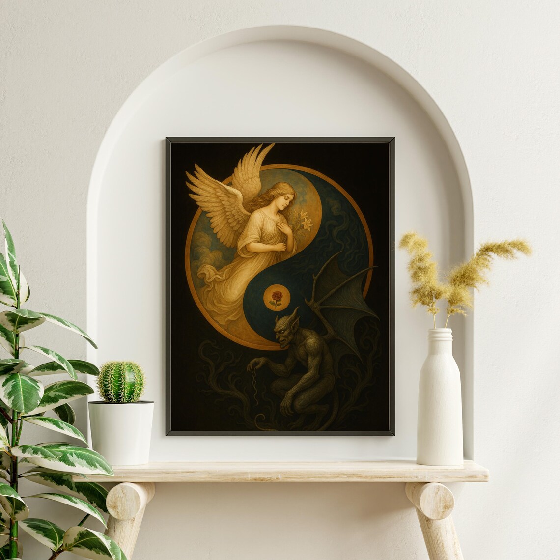 Angel And Demon Yin Yang Spiritual Duality Art Print - Image 4