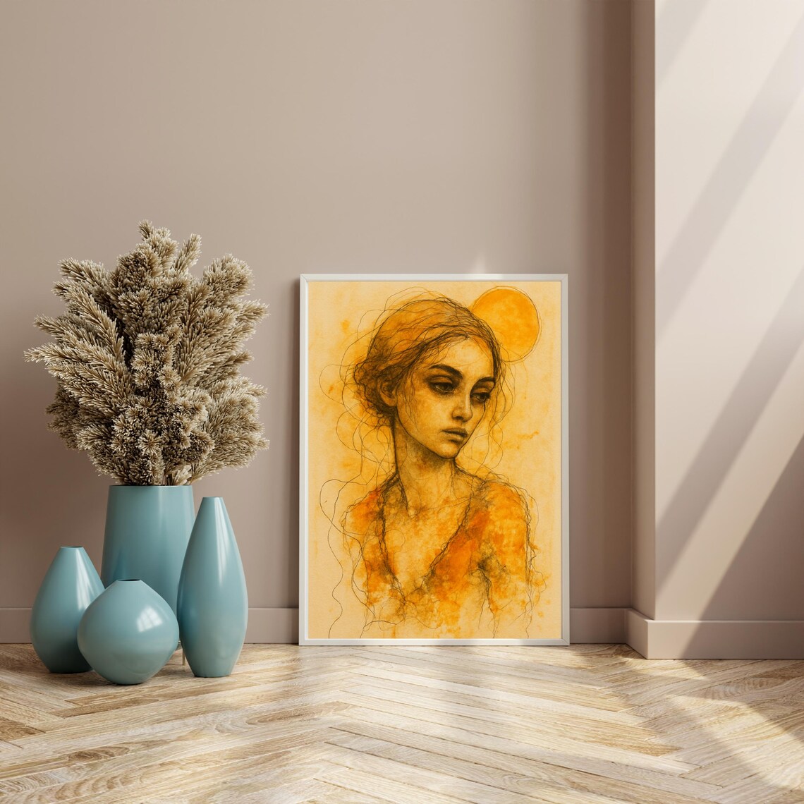 Sun Kissed Woman Portrait, Renaissance Style Print - Image 3