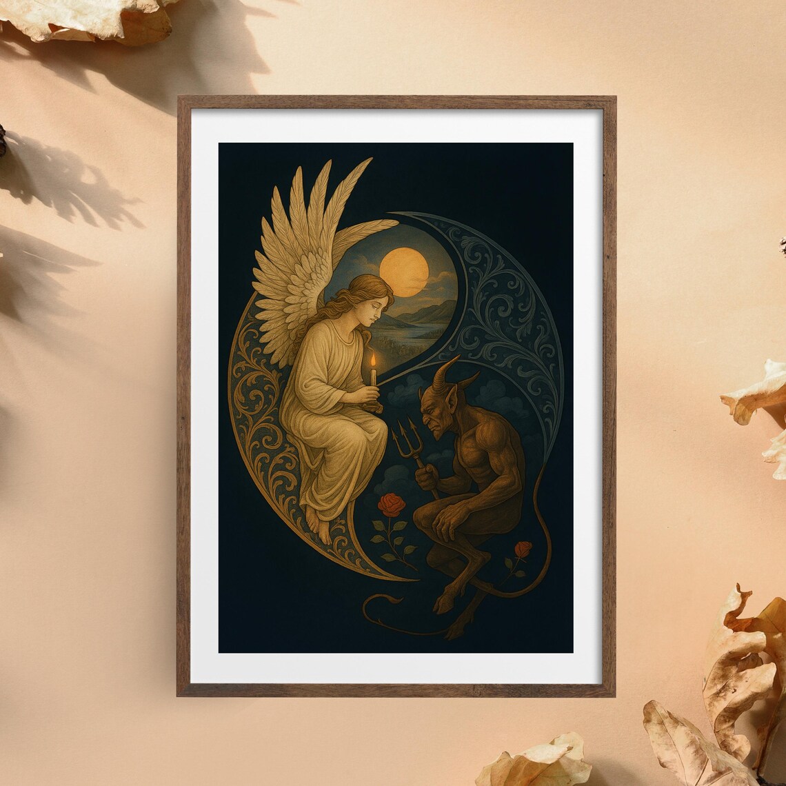 Yin Yang Angel And Demon Gothic Fantasy Art Print - Image 2