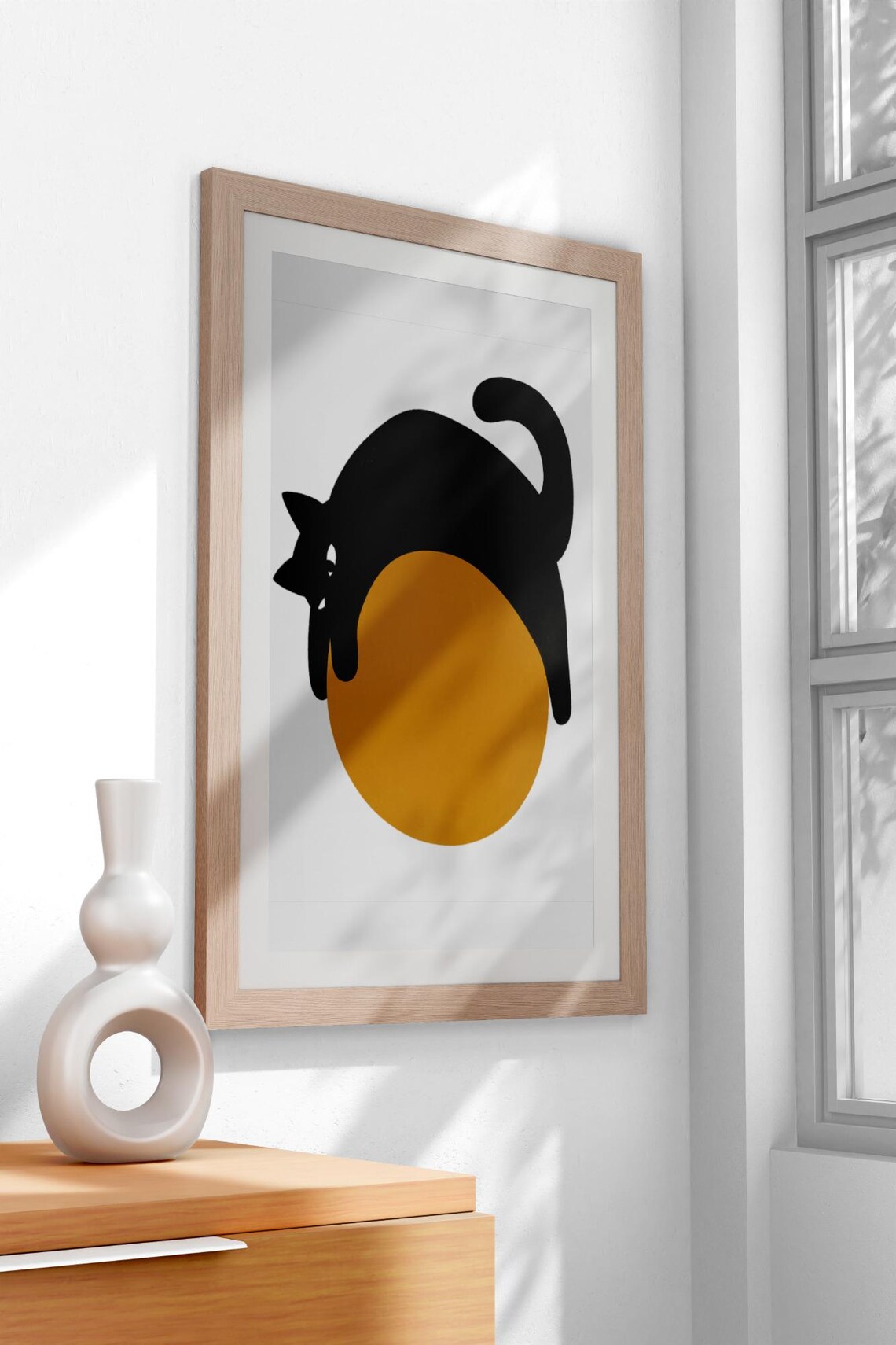 Abstract Black Cat, Modern Minimalist Cat Art Print - Image 2