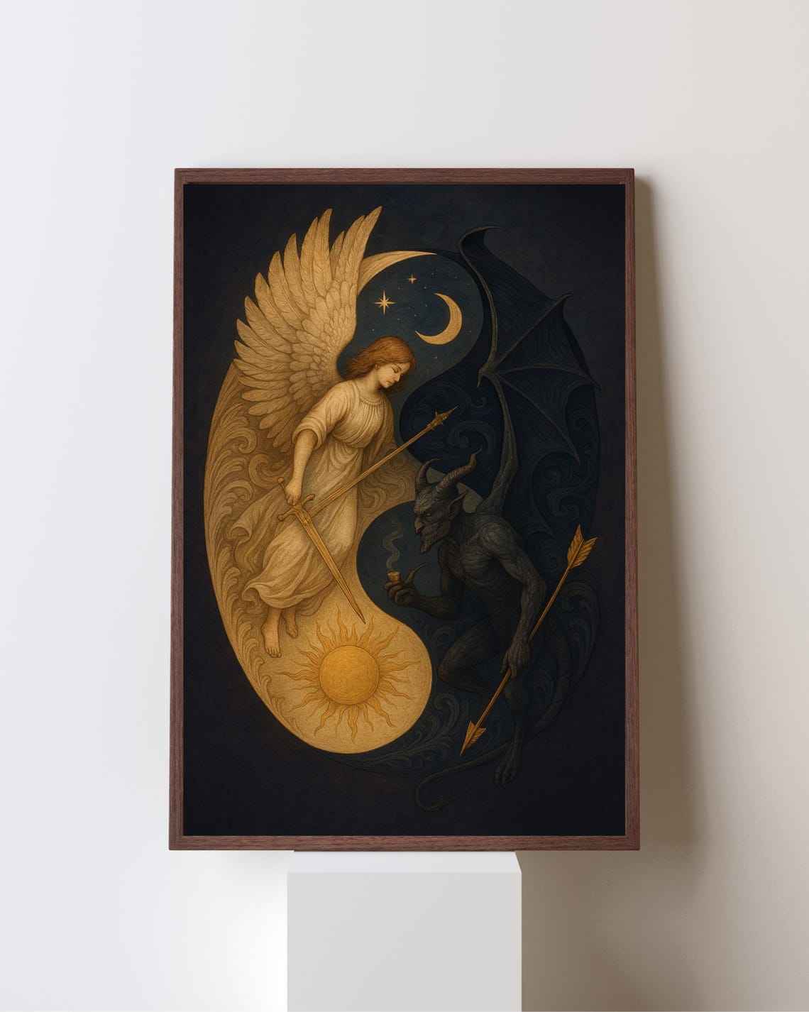 Angel And Demon Yin Yang, Mystical Balance Art Print - Image 4
