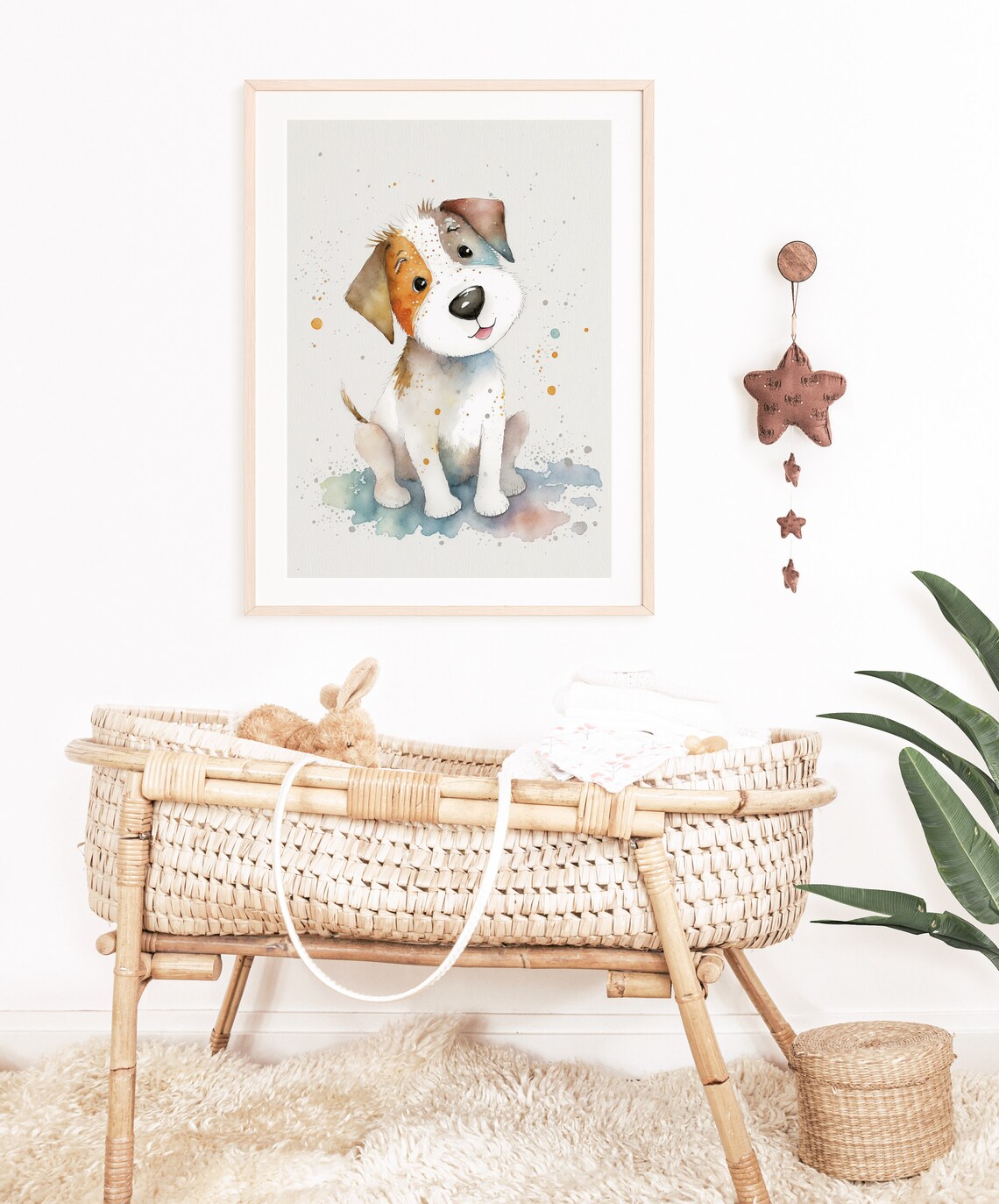 Cute Jack Russell Puppy Watercolor Nursery Kids Room Art Print - Image 3