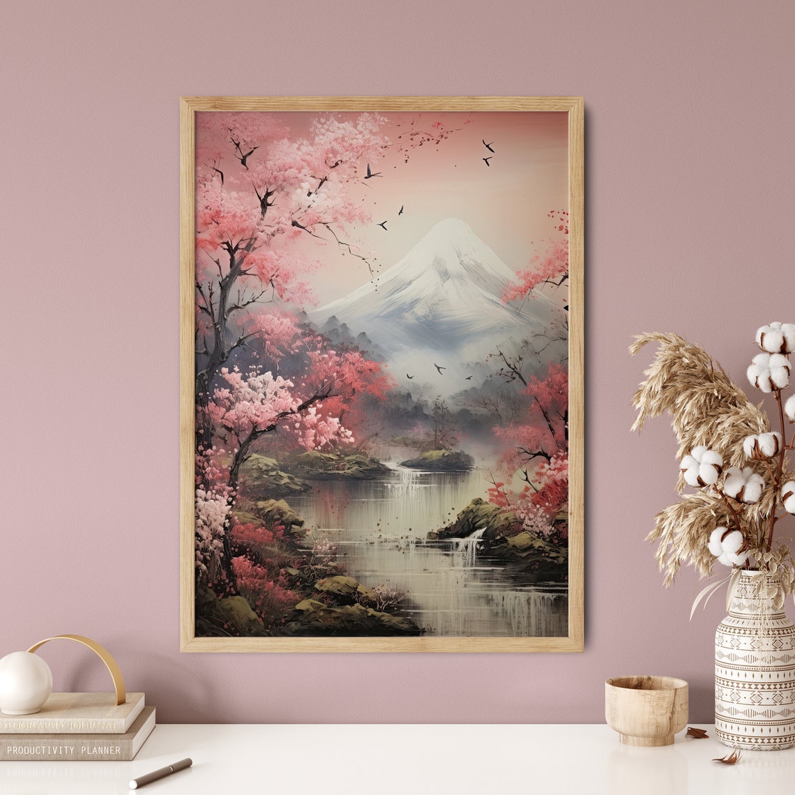 Mount Fuji Cherry Blossom Sakura Japanese Landscape Art Print - Image 5