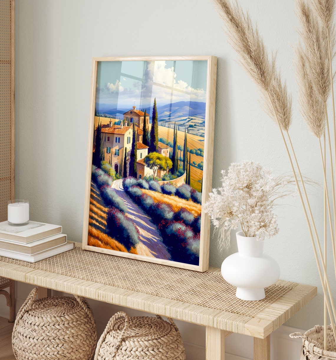 Tuscany Villa Lavender Fields Golden Hills Italian Art Poster - Image 3