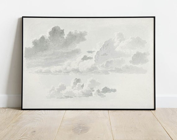 Cloud Wall Art Above Bed Decor Painting Living Room Clouds Country Farmhouse Neutral