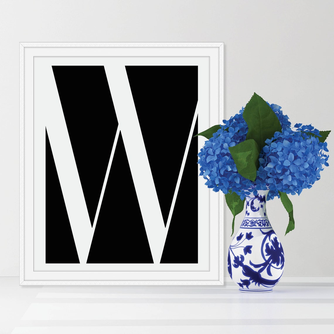 Black and White Initial Letter Monogram Modern Wall Art Decor Set - Image 5