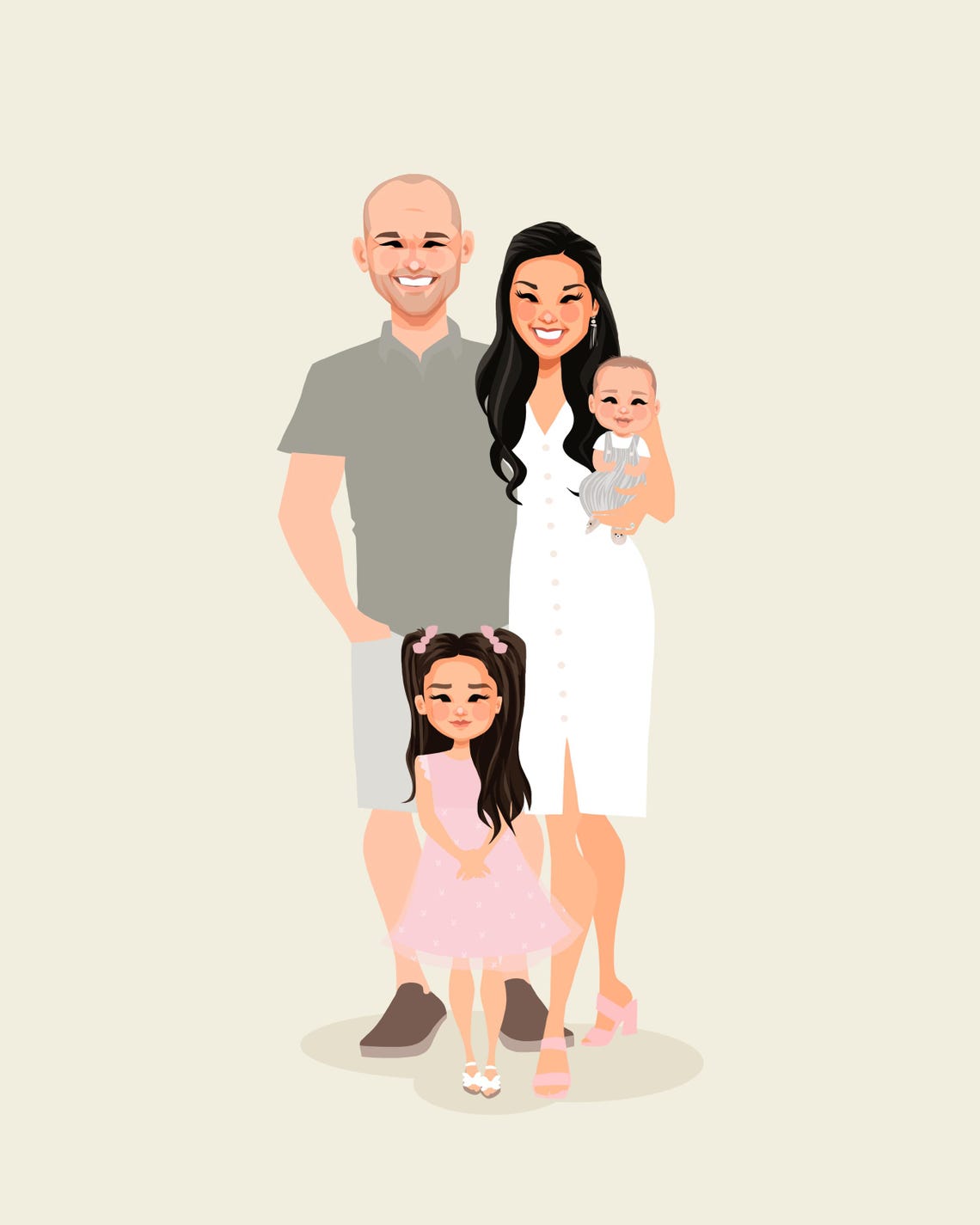 Custom Illustrated Family of Four Portrait With Baby and Daughter Poster - Image 6