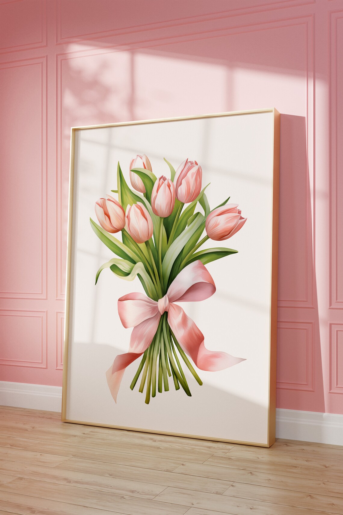 Spring Tulips Botanical Art Print, Pink Bouquet