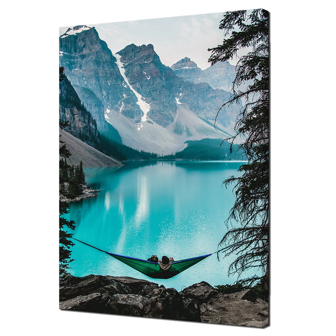 Moraine Lake Banff Canada Hammock Over Turquoise Lake Travel Poster