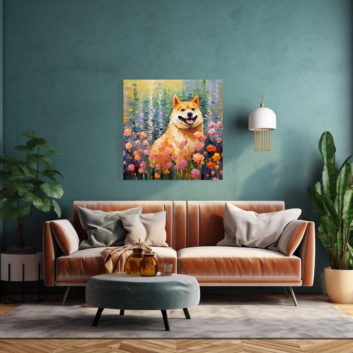 Shiba Inu Dog Animal Print Gift For Shiba Inu Dog Lover Colourful Dog Portrait Painting Print Dog Pet Wall Art - Image 2