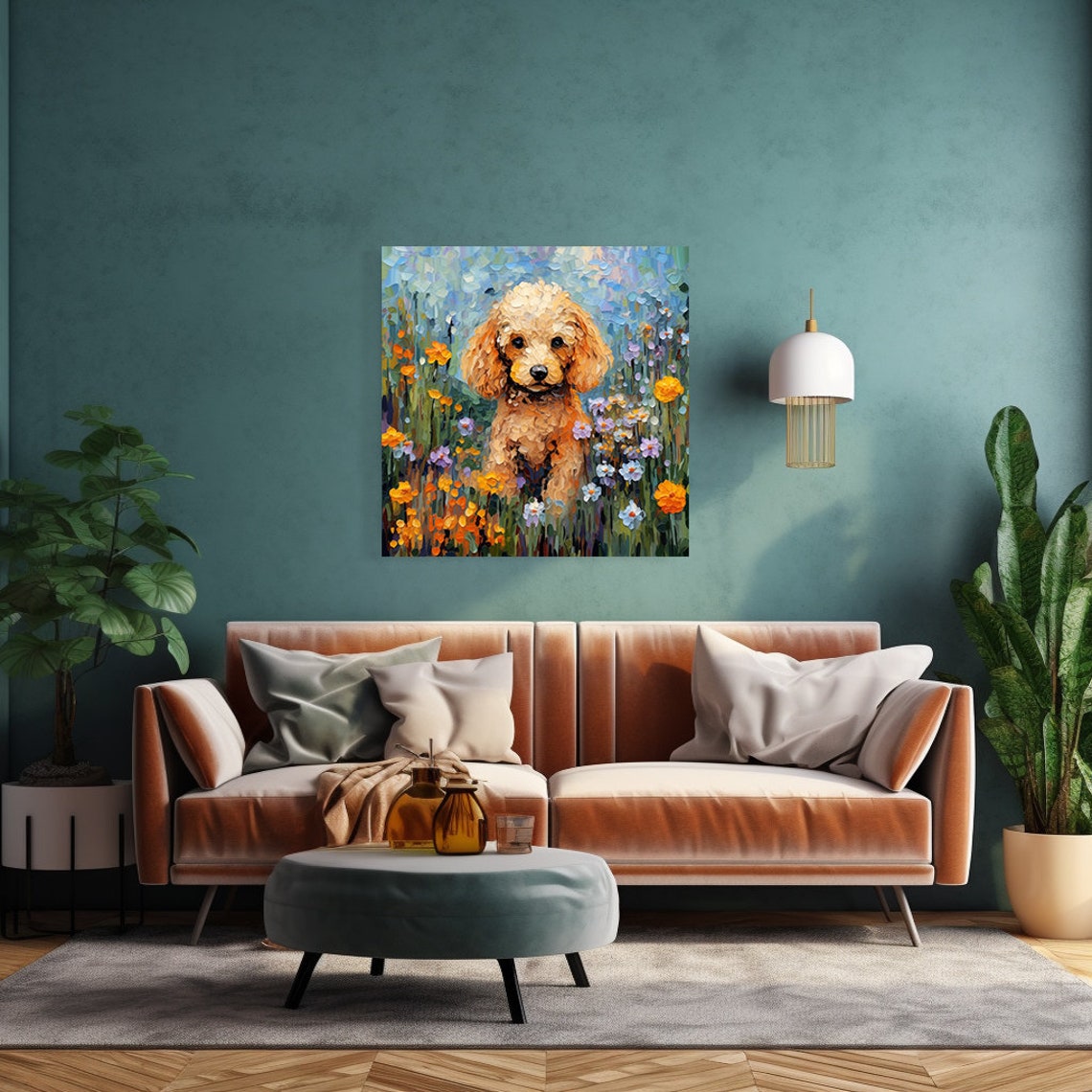 Cute Poodle Puppy Dog Animal Print Gift For Poodle Dog Lover Colourful Dog Portrait Painting Print Dog Pet Wall Art - Image 4