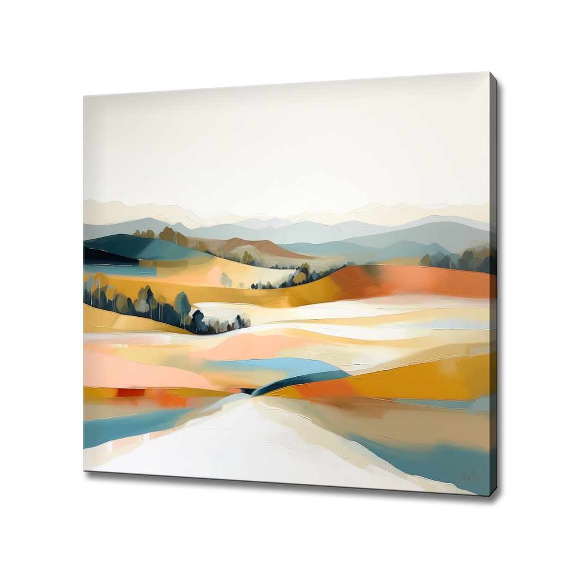 Pastel Abstract Rolling Hills Mountain Landscape Soft Modern Art Print