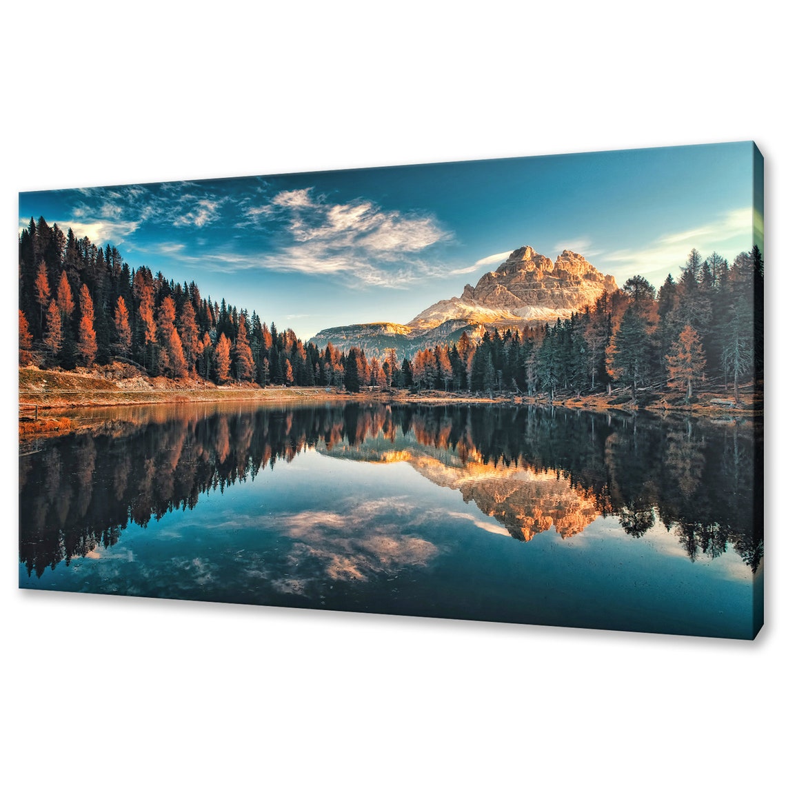 Lake Antorno Dolomites Mountain Reflection Autumn Forest Italy Poster