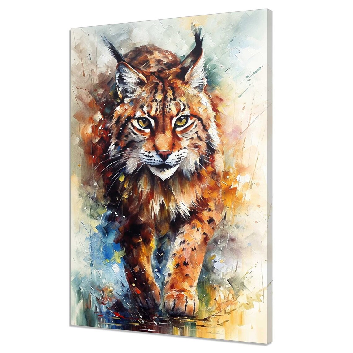 Colorful Lynx Wild Cat Portrait Painting Bold Wildlife Nature Wall Art Print