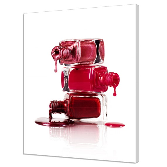 Bottles With Spilled Red Nail Polish Fashion Modern Design Print Home Decor Wall Art Wall Hanging Picture