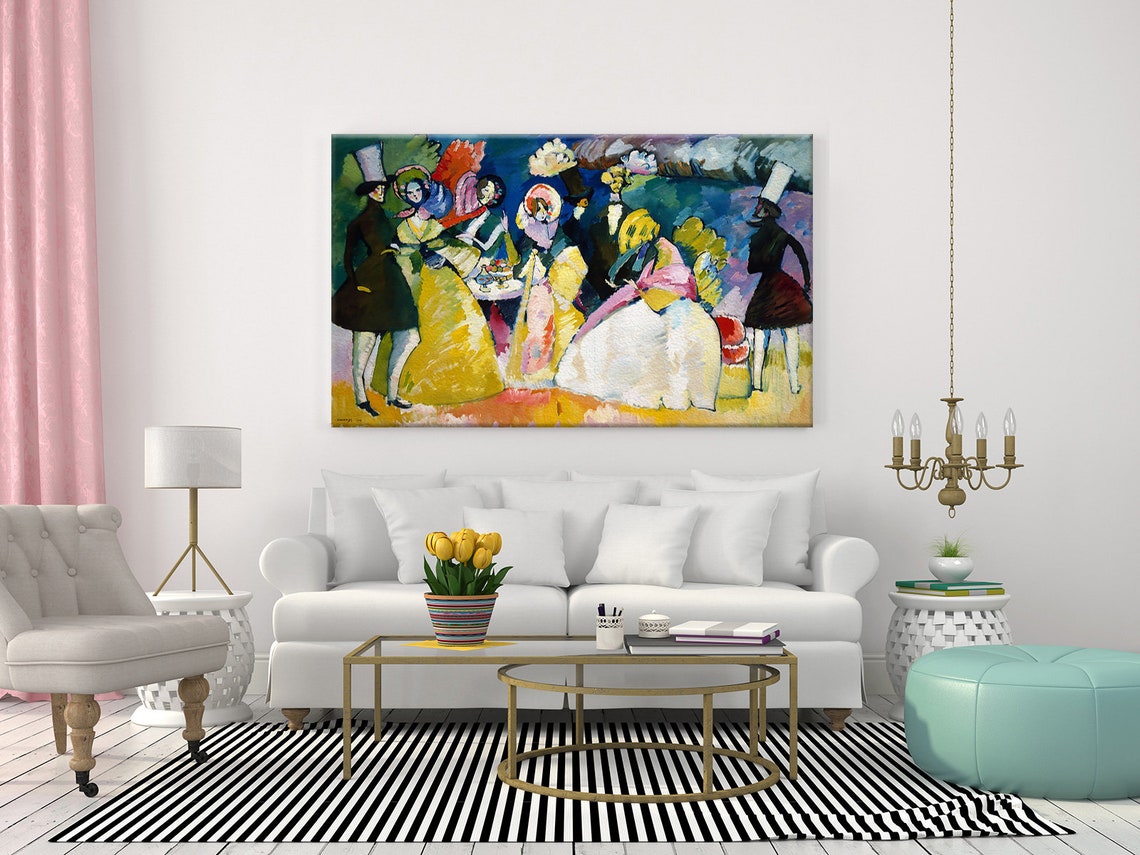 Wassily Kandinsky Group In Crinolines 1909 Classic Design Abstract Decor Reproduction Print Wall Art Picture - Image 2