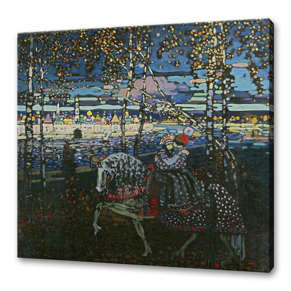 Wassily Kandinsky Couple Riding 1906 1907 Classic Design Abstract Decor Reproduction Print Wall Art Picture