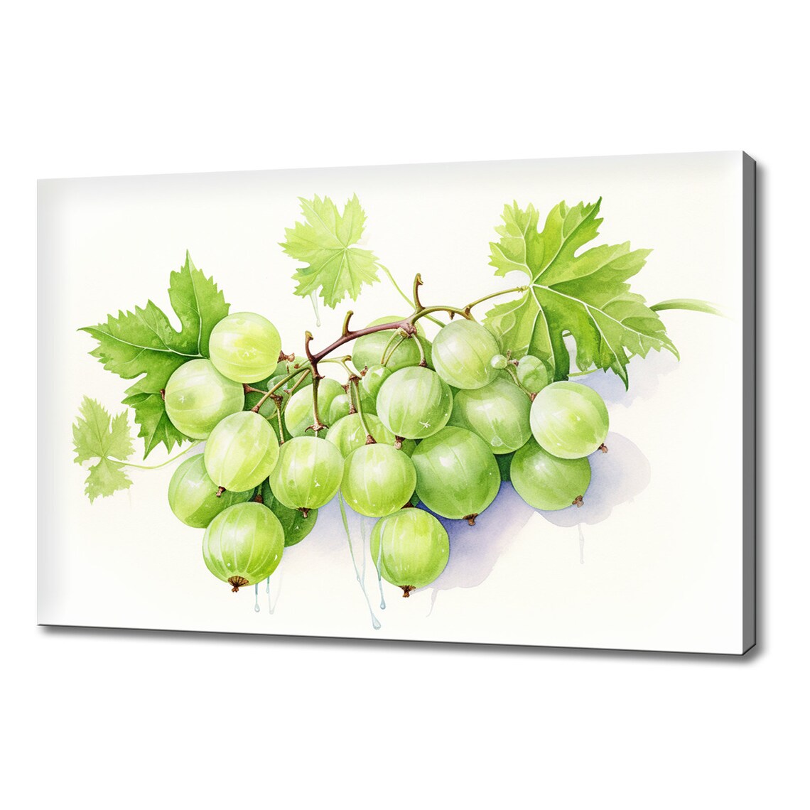 Green Gooseberries Fruits Watercolour Print Colourful Kitchen Wall Art Fruit Print Modern Kitchen Restaurant Wall Decor