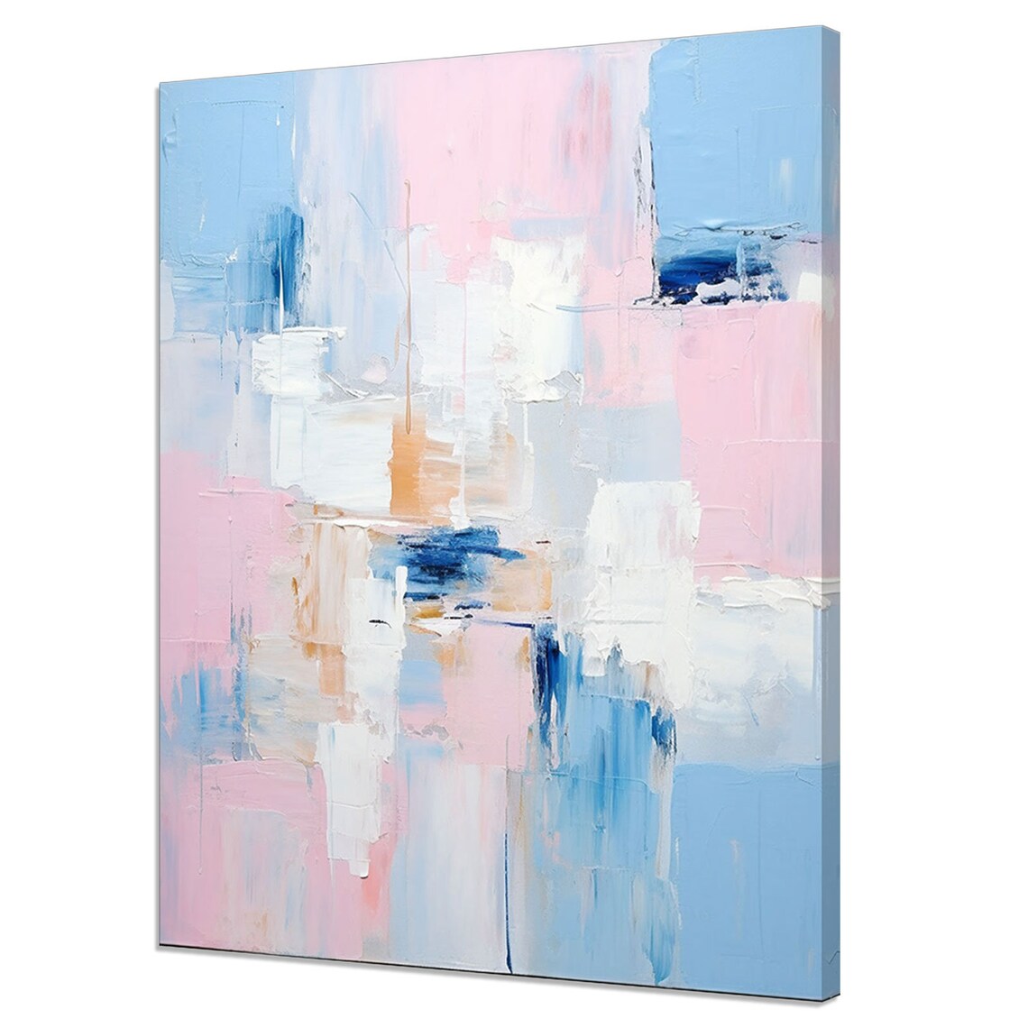 Pale Pink and Light Blue Abstract Modern Art Print
