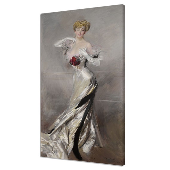 Portrait Of Woman In Silk Dress 1905 Giovanni Boldini Reproduction Vintage Portrait Painting Victorian Antique Female Portrait Fine Art