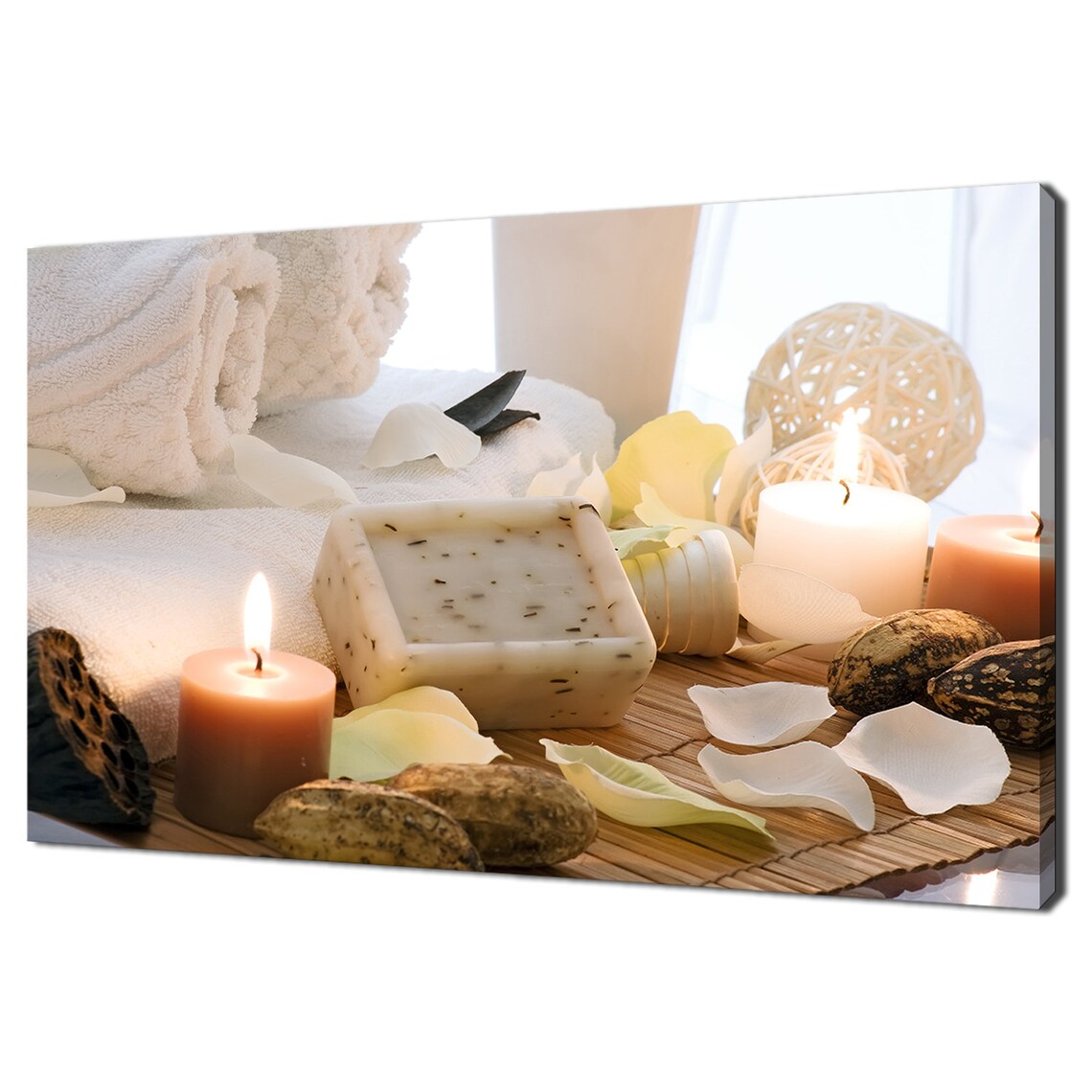 Spa Wellness Candles Soap Towels Petals Relaxing Zen Bathroom Decor Poster