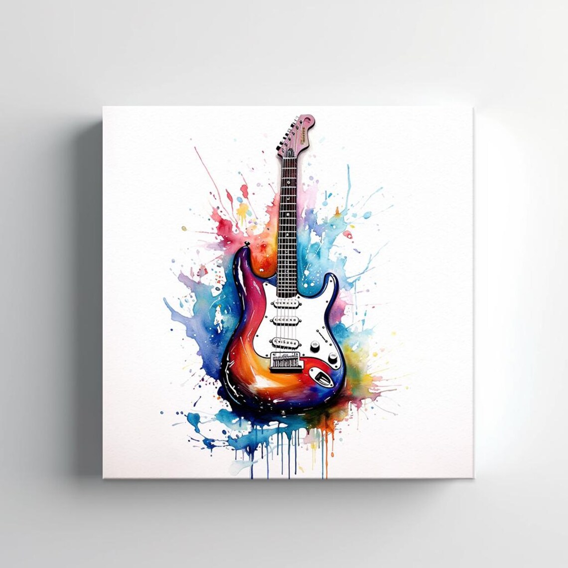 Rainbow Electric Guitar Watercolor Splash Colorful Music Instrument Poster - Image 2