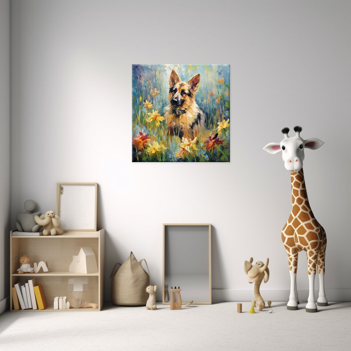 German Shepherd Dog Portrait In A Summer Flower Meadow Poster - Image 3