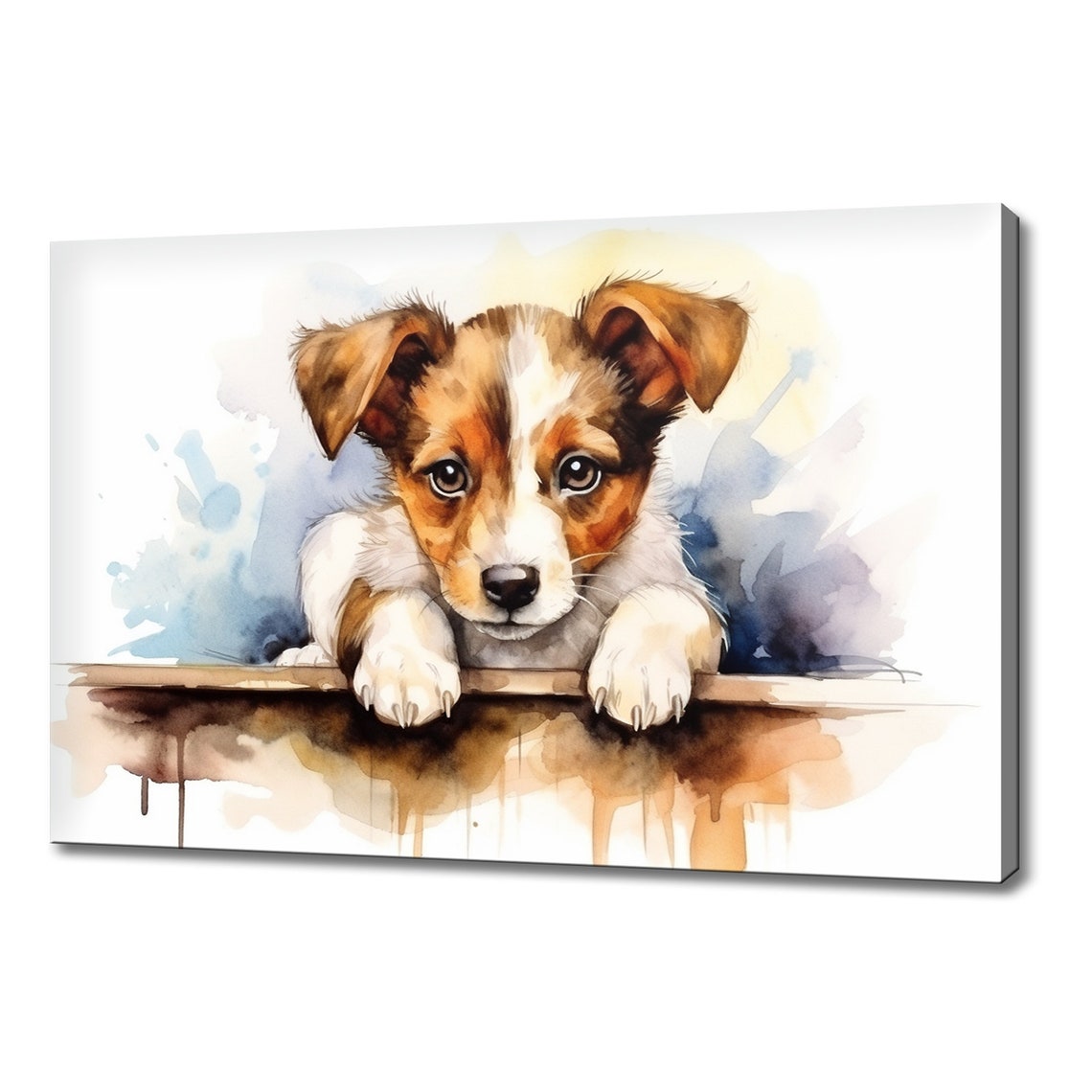Jack Russell Terrier Puppy Watercolour Splash Cute Dog Poster
