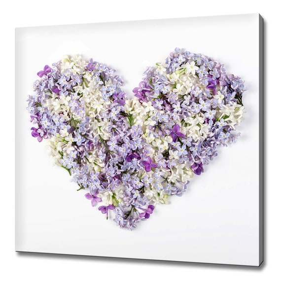 Lilac Spring Flowers Heart, Modern Love Art Print