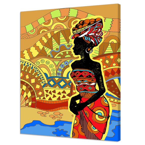 Abstract African Woman In Traditional Dress Drawing Modern Design Home Decor Print Wall Art Picture