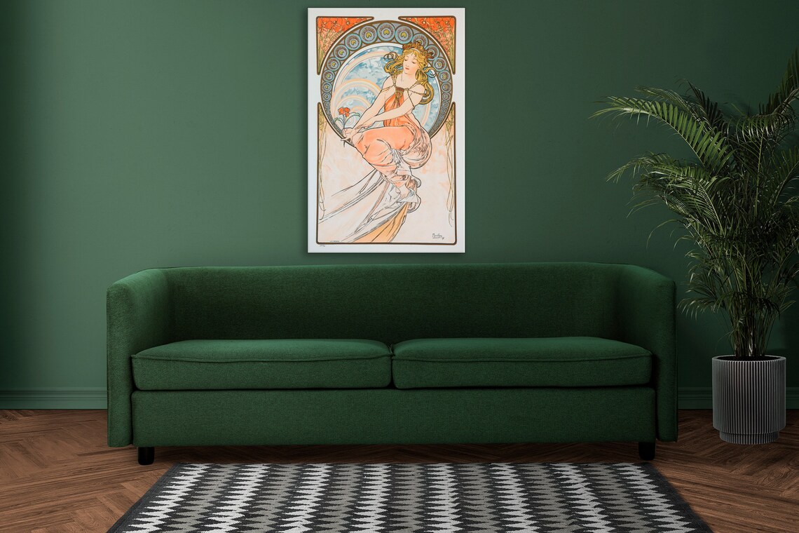 Alphonse Mucha The Arts Painting 1898 Art Nouveau Woman Print Poster - Image 2