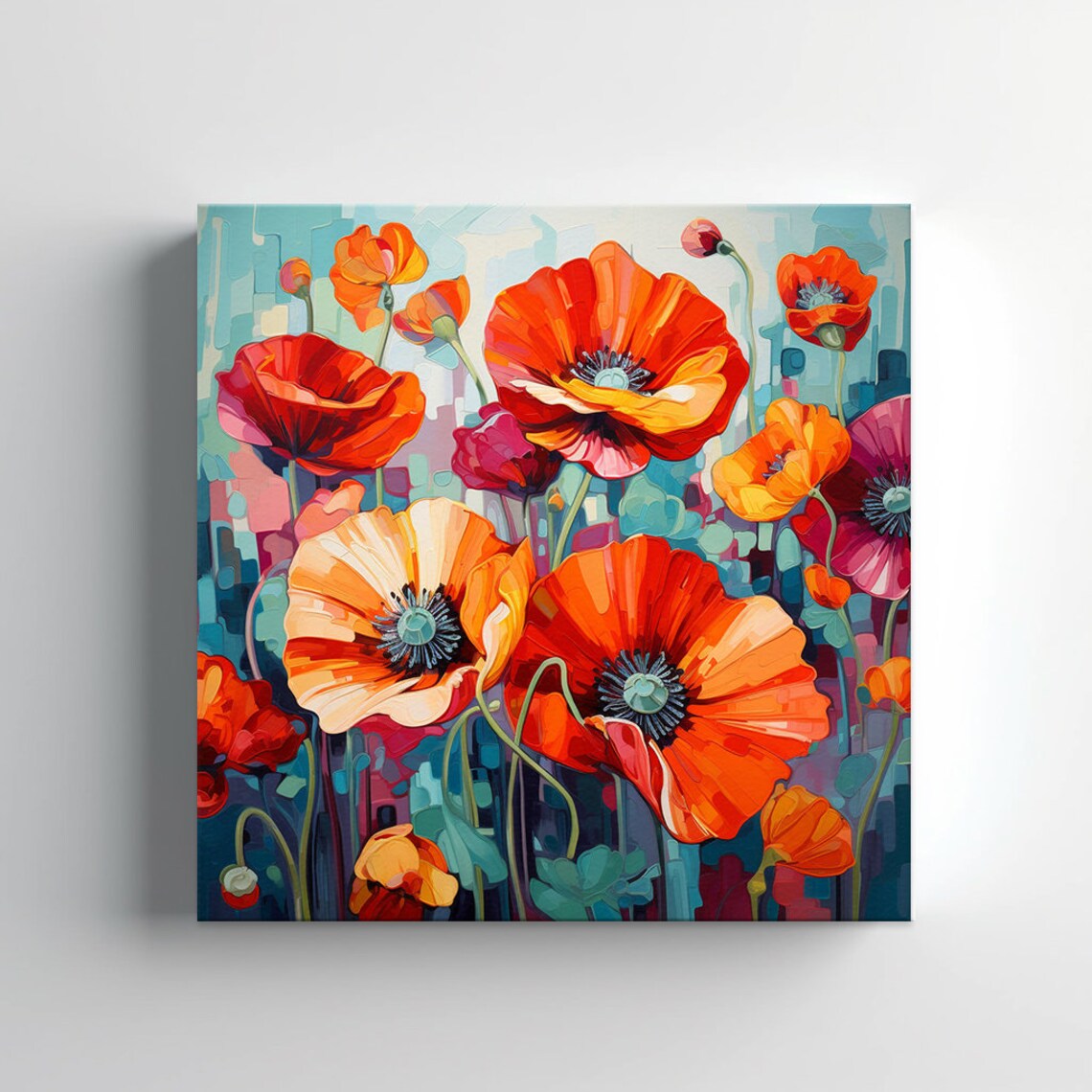 Red Poppies Oil Painting Style, Modern Floral Art Print - Image 2