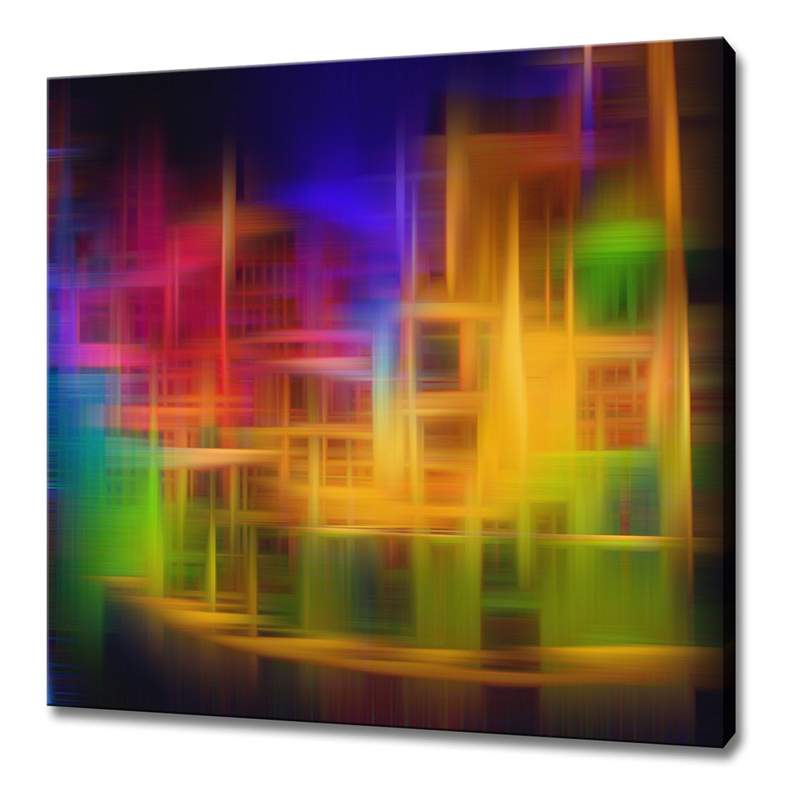Rainbow Abstract Blurred Light Lines Color Grid Modern Wall Art Print