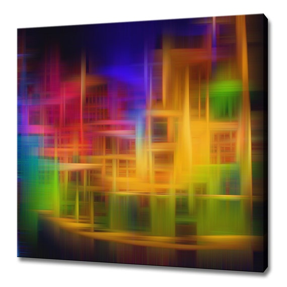 Colourful Rainbow Abstract Lines Smudges Modern Design Home Decor Print Wall Art Picture