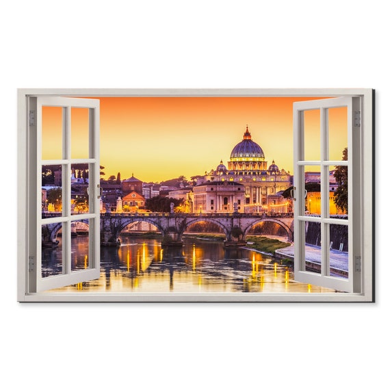 Basilica Di San Pietro In Vatican Window View Window Frame Style Modern Design Home Decor Print Wall Art Picture Ready To Hang