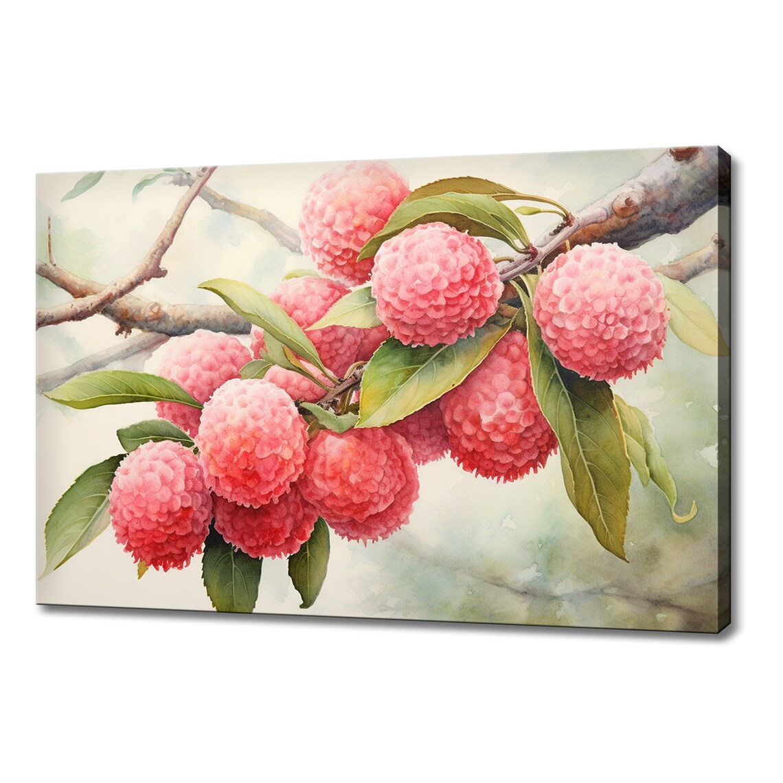 Red Lychees Fruits Watercolour Print Colourful Kitchen Wall Art Lychee Fruit Print Modern Kitchen Restaurant Wall Decor