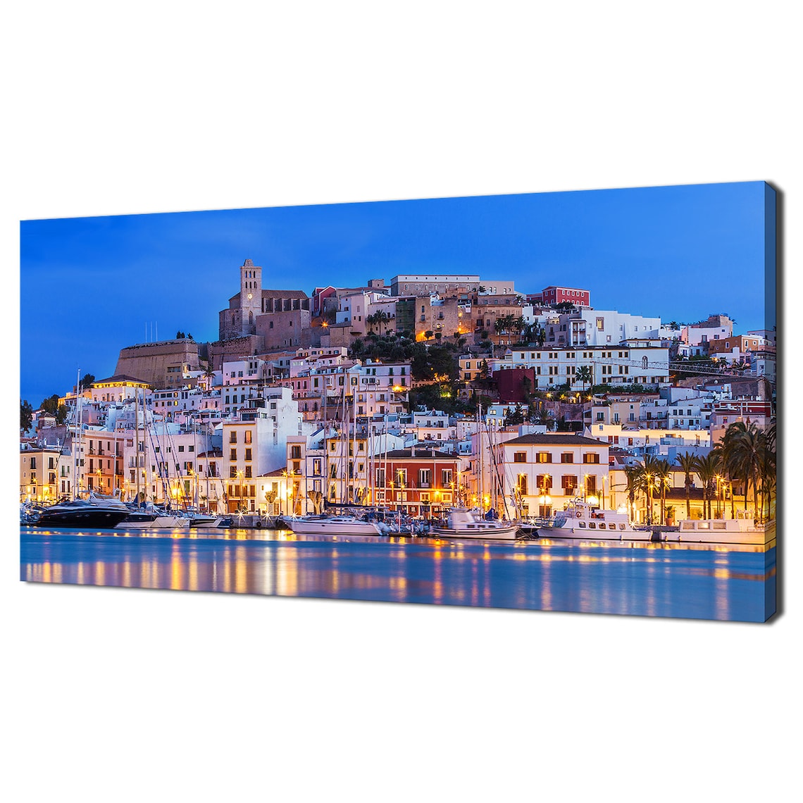 Ibiza Dalt Vila At Night Panorama, Modern Art Print