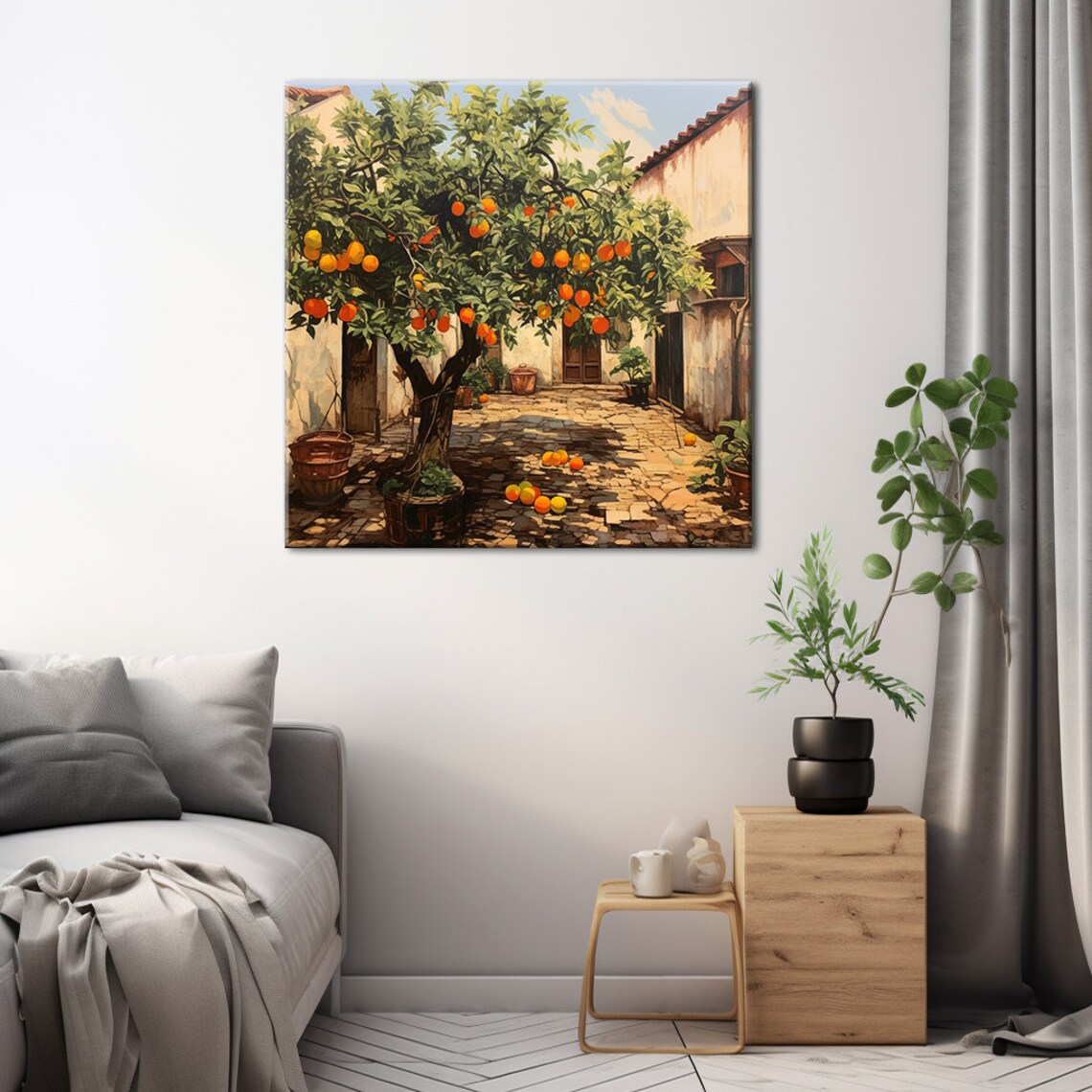 Orange Tree In Spanish Yard, Vintage Wall Art Print - Image 4