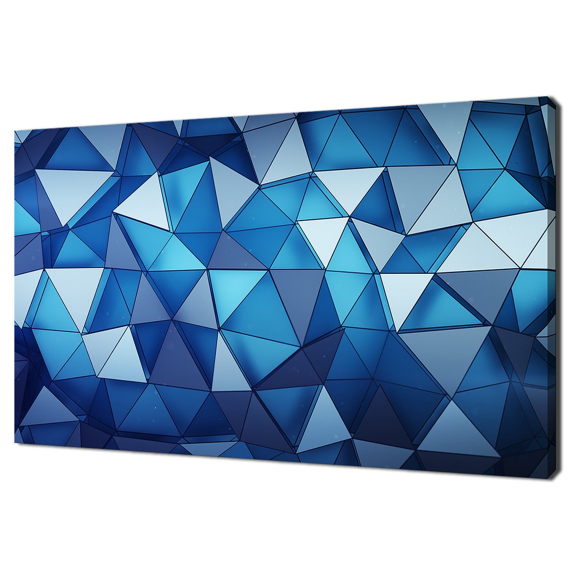 Blue Polygonal Triangle Mosaic Abstract Geometric Modern Wall Poster