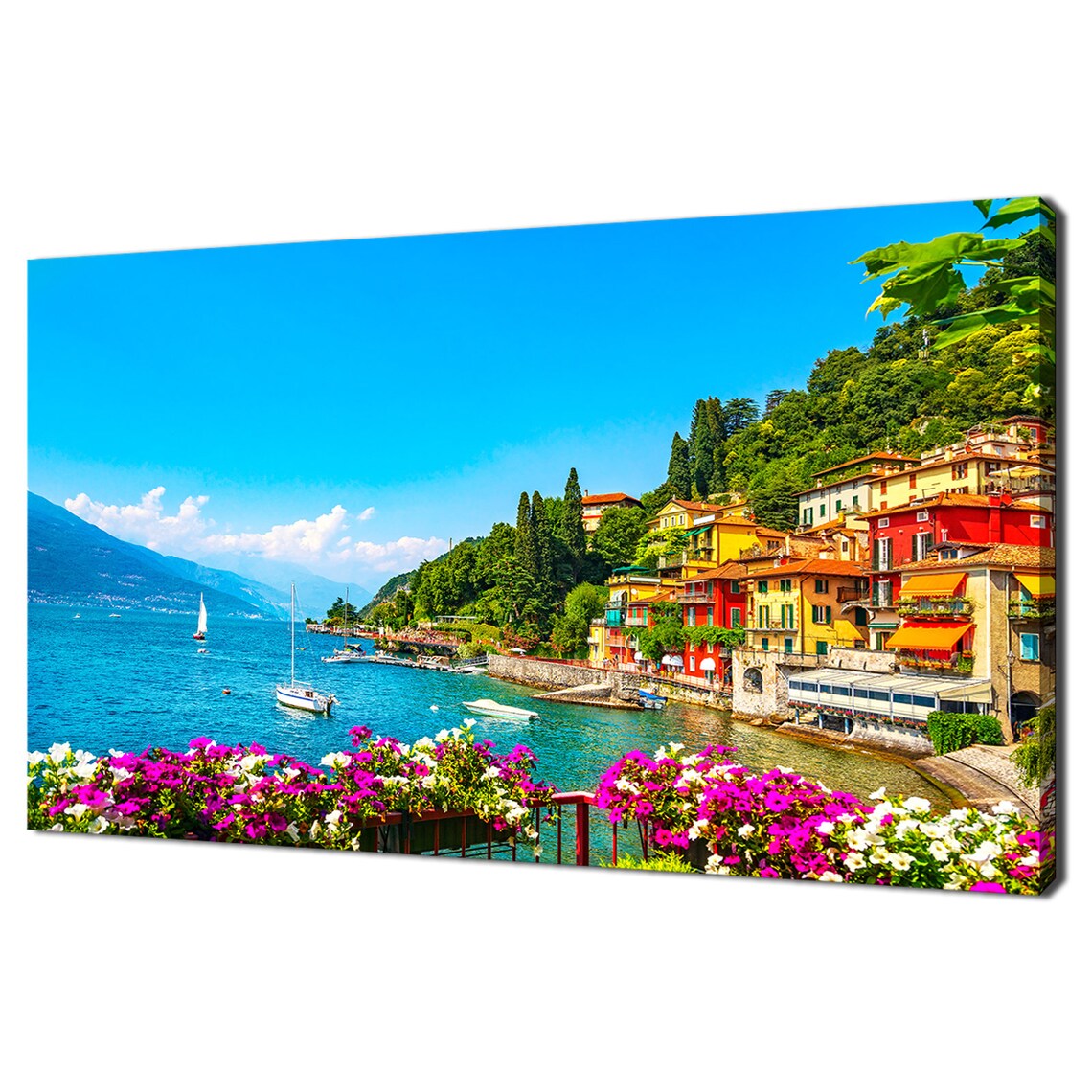 Varenna Italy Modern Travel Poster, Como Lake District